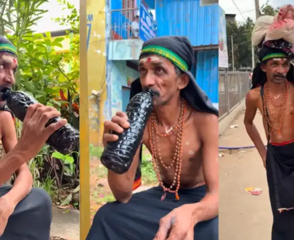 Oil Kumar, who lives by drinking engine oil in Karnataka
