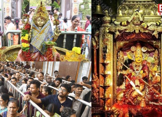 Indrakiladri is packed with devotees on the occasion of Dussehra..