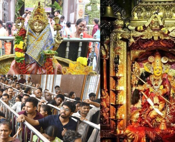 Indrakiladri is packed with devotees on the occasion of Dussehra..