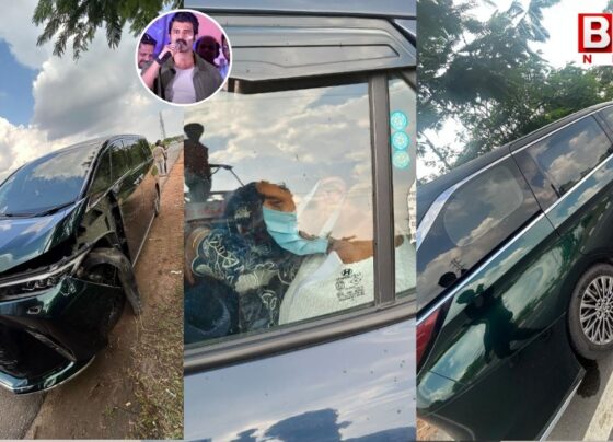 Vijay Deverakonda's car involved in a road accident on NH 44 highway..?
