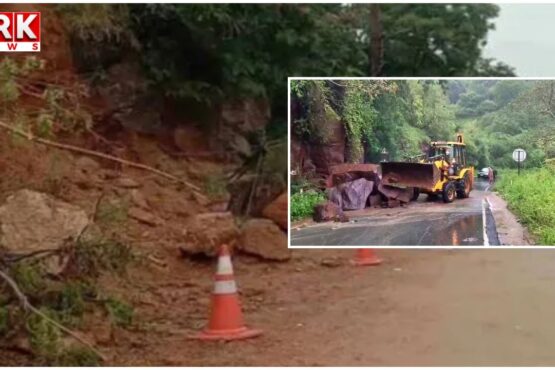 Landslides on Srisailam Ghat Road.. A major accident was averted..!