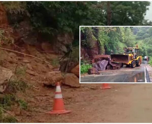 Landslides on Srisailam Ghat Road.. A major accident was averted..!