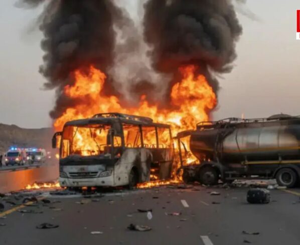 Fatal bus accident in Saudi Arabia.. The deceased have been identified as residents of Hyderabad..!