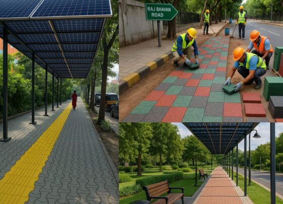 Japanese technology in Hyderabad..! Footpaths made of plastic waste...
