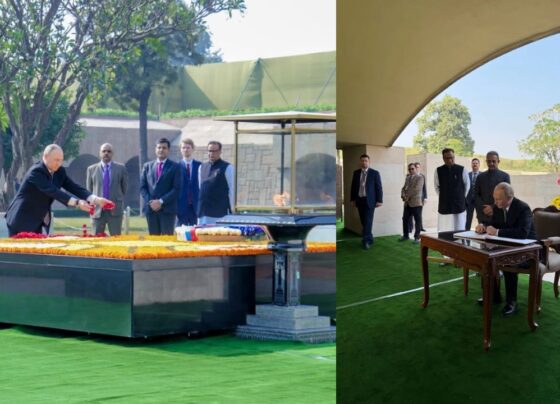 President Putin visits Rajghat in Delhi, pays tribute to Gandhiji's tomb