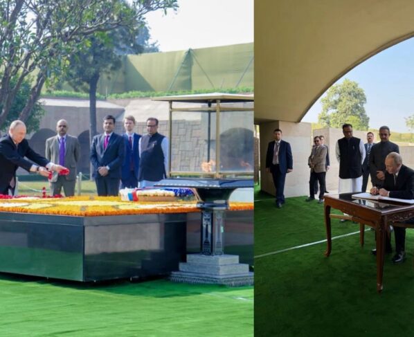 President Putin visits Rajghat in Delhi, pays tribute to Gandhiji's tomb