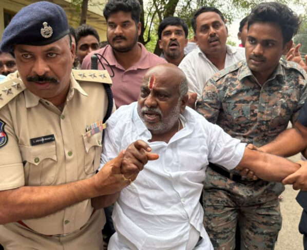 Tension in Adilabad district.. Lathi charge on farmers, former minister arrested..!