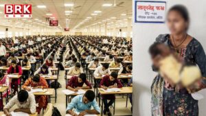 A young woman gave birth at a tent exam center in Madhya Pradesh.