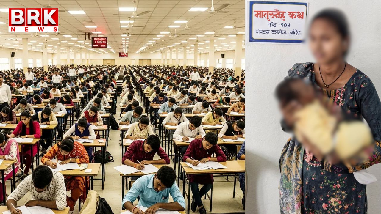 A young woman gave birth at a tent exam center in Madhya Pradesh.